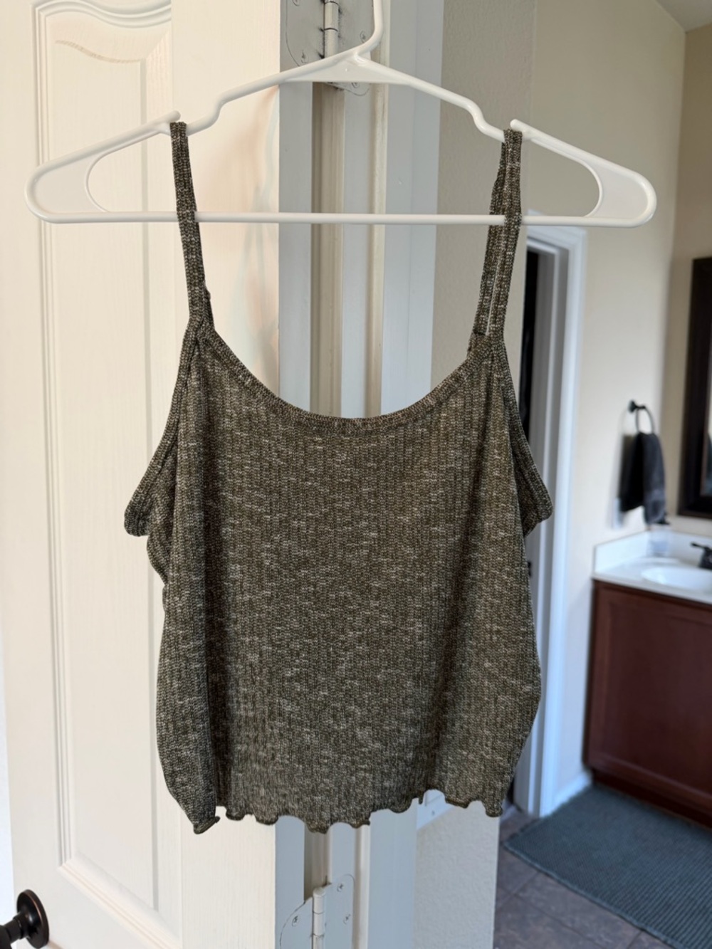 Women’s Olive Knit Tank Top - Lightweight Strappy Camisole